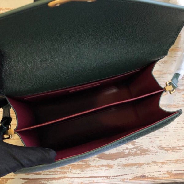 YSSL Cassandra Medium Top Handle Bag In Grain De Poudre Embossed Dark Green For Women 9.6in/25cm?