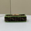FI Baguette Small Brown Fabric Green Border Bag For Woman 18cm/7in