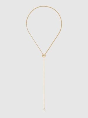 18K Double G Blondie Pearl Drop Necklace