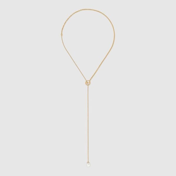 18K Double G Blondie Pearl Drop Necklace
