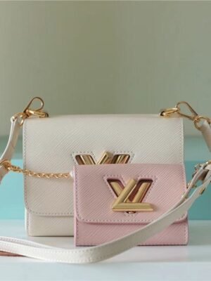 LV Twist PM Bag, Shoulder and Cross Body Bags For Women Taupe Brown / Pink 7.5in/19cm LV M59886