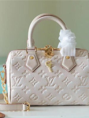 LV Speedy Bandouliere 20 Monogram Empreinte Pale Beige For Women,  Shoulder And Crossbody Bags 20.5cm/8.1in LV M46163