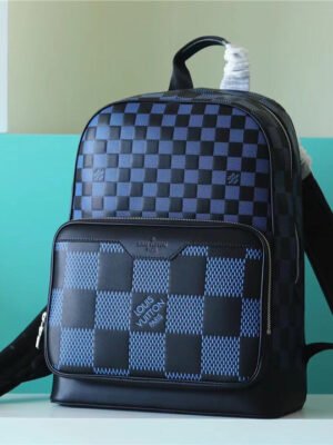 LV Campus Backpack Damier Infini 3D Navy Blue / Black For Men, Bags 39cm LV N50021