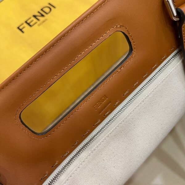 FI Canvas Tote Bag Beige/Brown For Women, Handbags 18.1in/46cm FF 7VA480