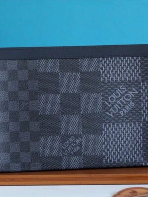 LV Pochette Voyage MM Damier Graphite 3D Canvas Grey For Men, Travel Accessories 27cm LV N60444