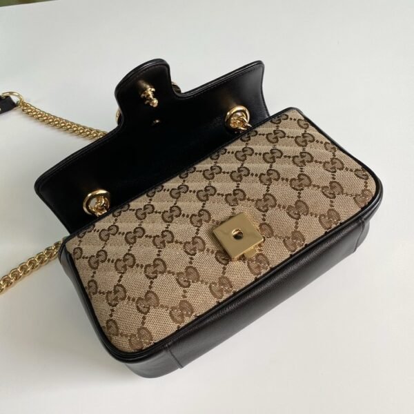 gg Marmont Matelass¨¦ Mini Bag Beige/Ebony Diagonal Matelass¨¦ Original gg Canvas For Women  8.5in/22cm 446744
