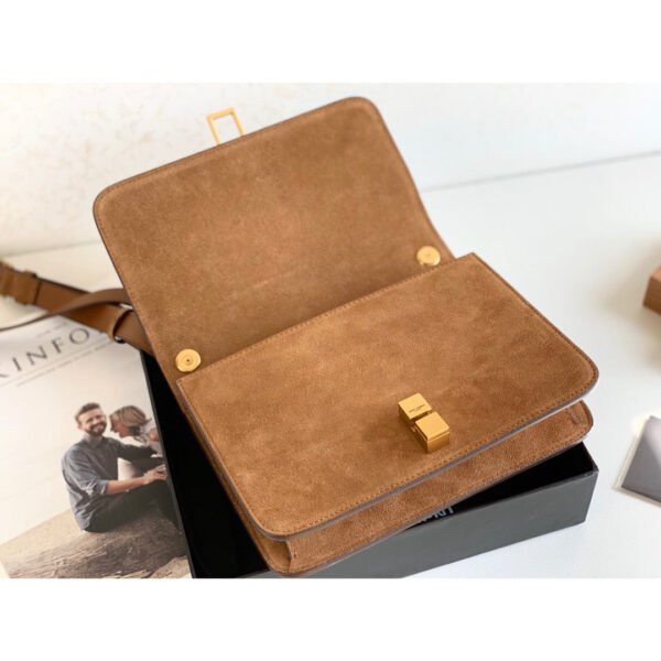 YSSL?Le Carre Satchel Brown For Women 9in/23cm YSL