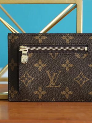 LV ID Card Holder Monogram Canvas Brown For Men, Wallet 13cm LV N60378
