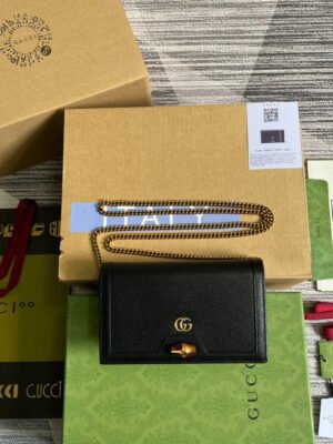 gg Diana Mini Bag With Bamboo Black For Women, Women’s Bags 7.5in/19cm gg 696817 DJ20T 1000