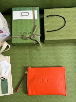 gg Clutch With gg Logo Orange For Men 12in/31cm  gg