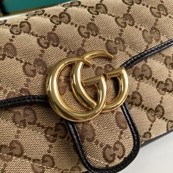 gg Marmont Matelass¨¦ Mini Bag Beige/Ebony Diagonal Matelass¨¦ Original gg Canvas For Women  8.5in/22cm 446744