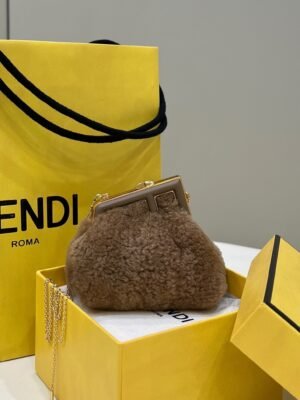 FI First Mini Brown Mink Bag For Woman 11.5cm/4in