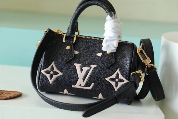 LV Nano Speedy Monogram Empreinte Arizona Beige/ Creme Beige For Women, Women¡¯s Bags, Shoulder And Crossbody Bags 6.3in/16cm LV