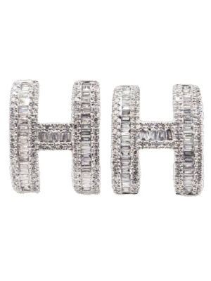 18K Pop H Diamonds Earrings