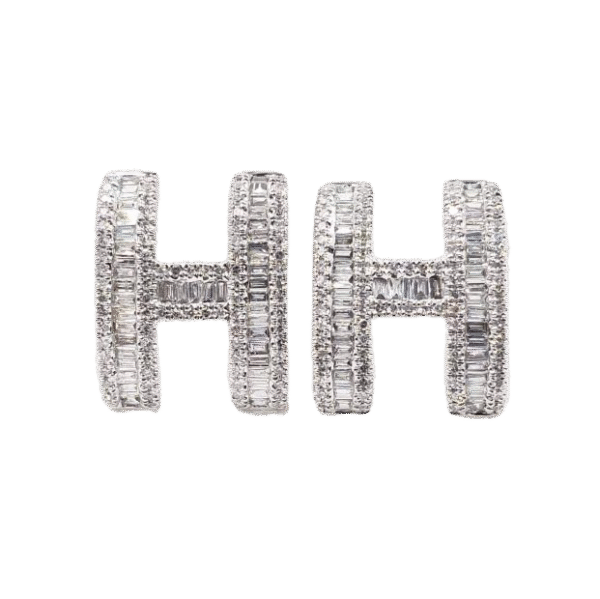 18K Pop H Diamonds Earrings