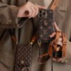 Advanced leather iPhone Case With Card Wallet And Strap