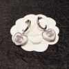 18K CC White Heart Earrings