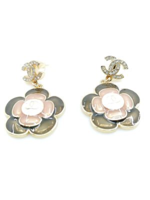 18K CC Flower Pendant Earrings