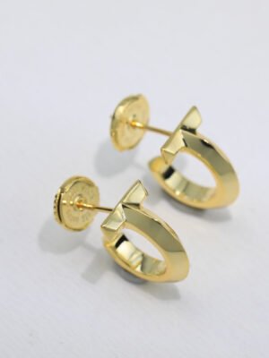 18K T Hoop Earrings