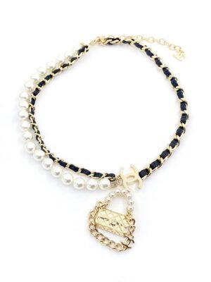 18K CC Pearl Bag Pendant Necklace