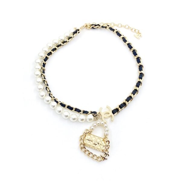 18K CC Pearl Bag Pendant Necklace