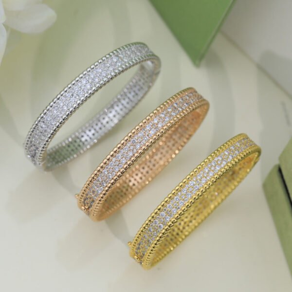 18K Rose Gold Perl¨¦e Diamonds Three Rows Bracelet