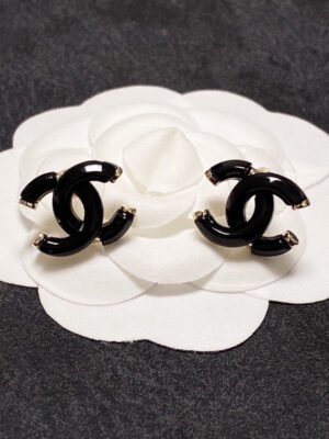 18K CC Black Gold Earrings