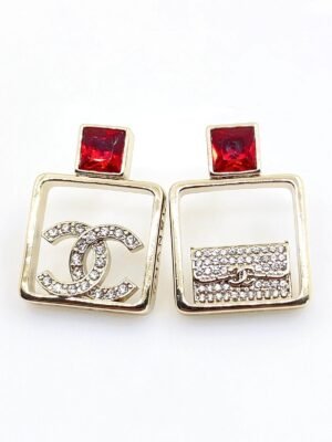 18K CC Red Bottle Pendant Earrings