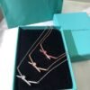 18K T Knot Pendant Diamond Necklace