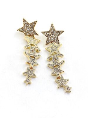 18K CC Star Diamonds Pendant Earrings