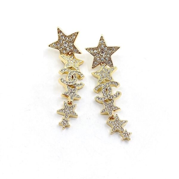 18K CC Star Diamonds Pendant Earrings