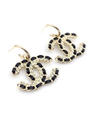 18K CC Pendant Leather Earrings