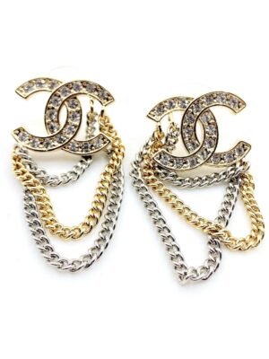 18K CC Chain Pendant Earrings