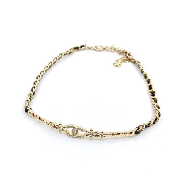 18K CC Leather Choker Necklace