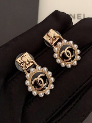 18K CC Pearl Earrings