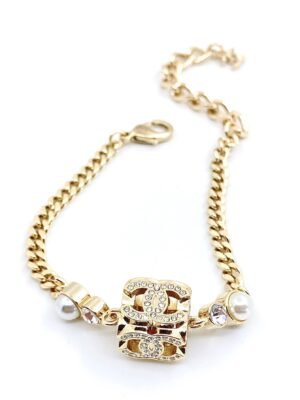 18K CC Square Pearl Chain Necklace