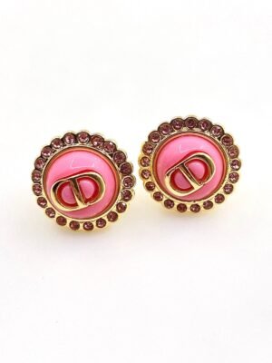 18K CC Pink Crystal Earrings