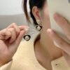 18K CC Black Heart Earrings