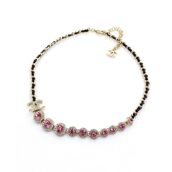 18K CC Leather Choker Necklace