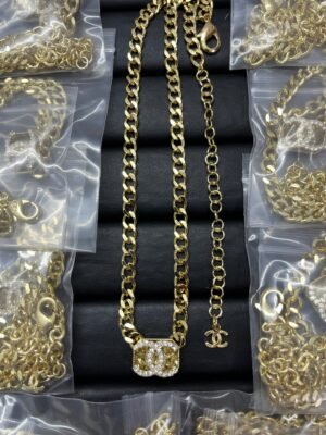 18K CC Crystals Chain Necklace