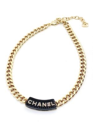 18K CC Black Logo Chain Necklace