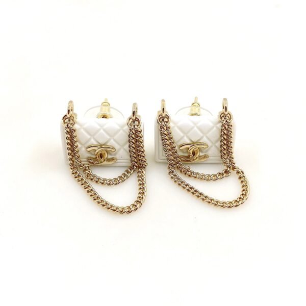 18K CC White Bag Earrings