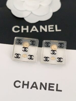 18K CC Transparent Resin Earrings