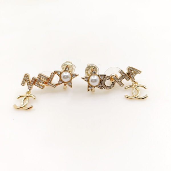 18K CC Script Diamonds Earrings