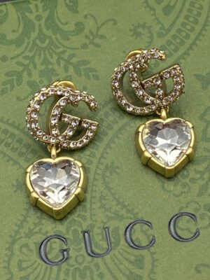 18K Double G Crystal Pendant Earrings