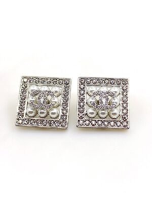 18K CC Square Diamond Earrings