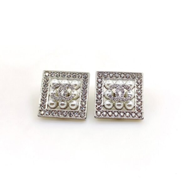 18K CC Square Diamond Earrings