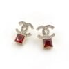 18K CC Red Crystal Earrings
