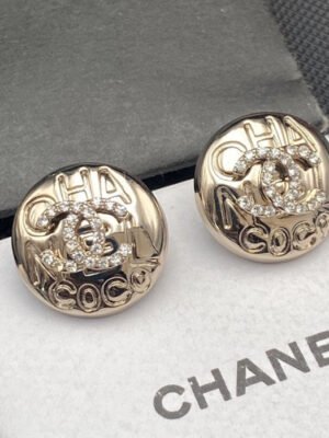 18K CC Circle Diamond Earrings