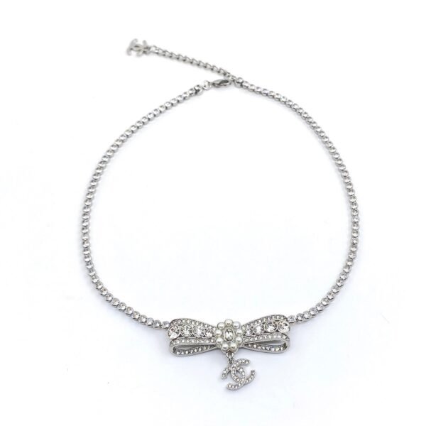 18K CC Diamonds Bow Tie Necklace